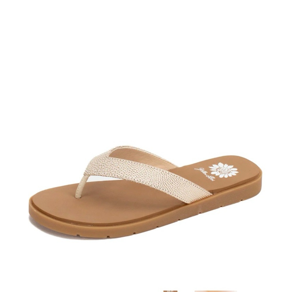 Yellow Box Tan  and Ivory Sandals with Minimalist Design- FRANZIE 8.5 NEW